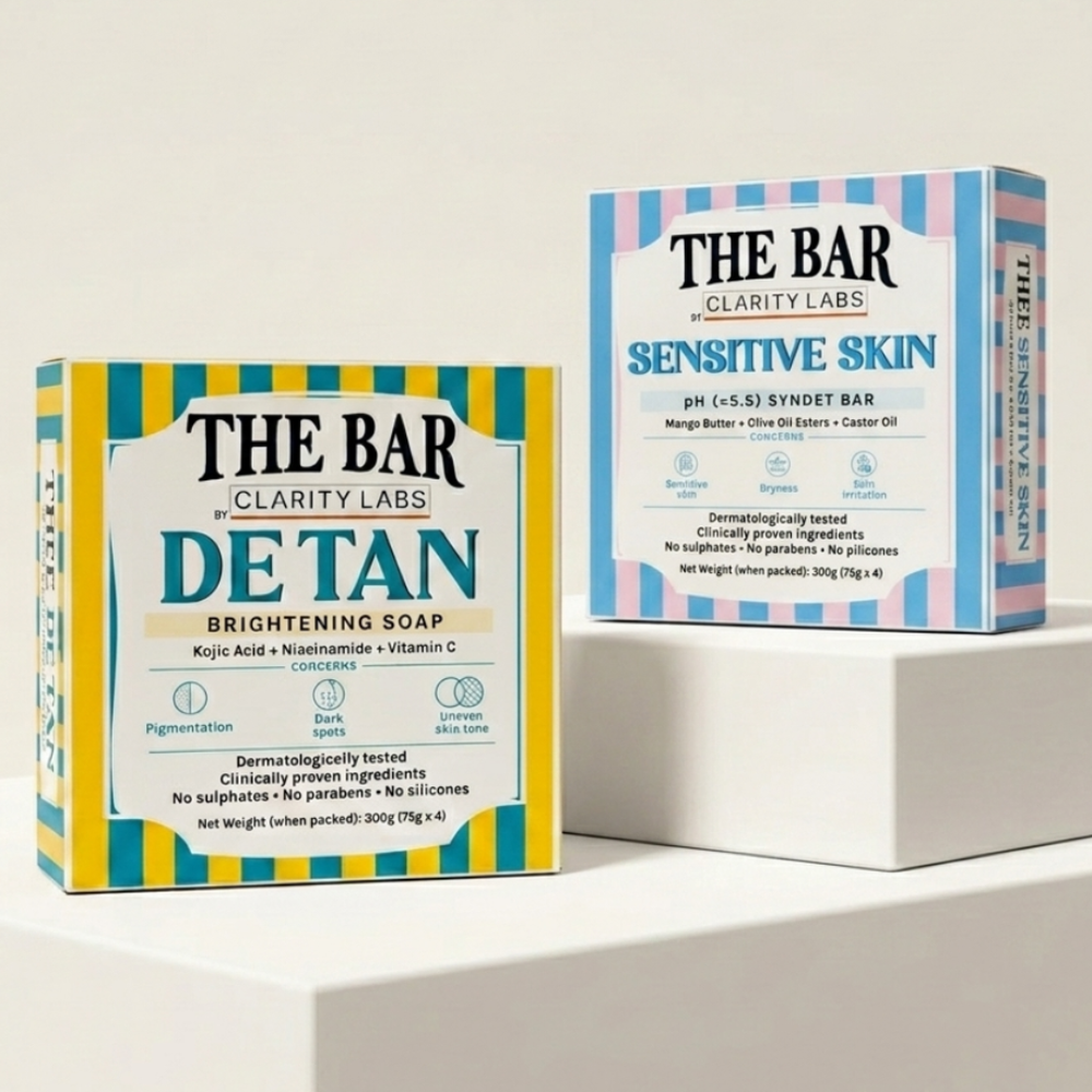 [Combo Pack] Detan Brightening Soap + Sensitive Skin Syndet Bar - Pack of 4 + 4